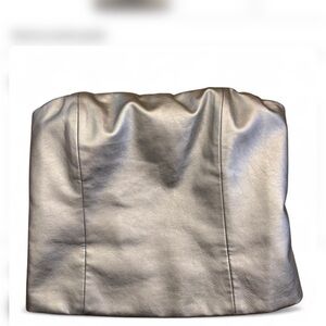 Silver Metallic Leather strapless top